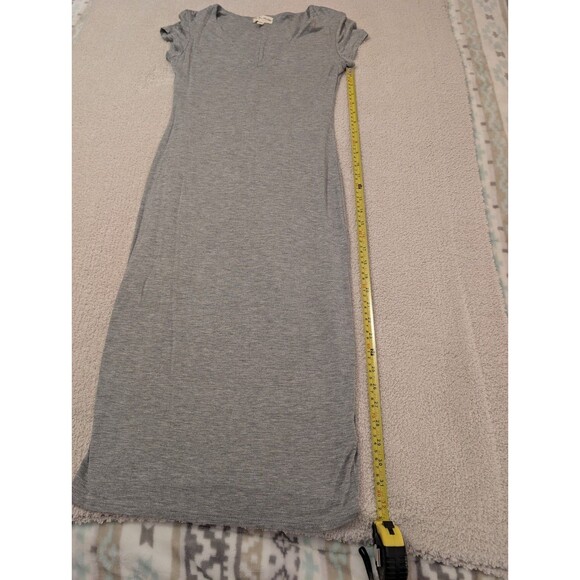 See You Monday Dress Womens M Grey Midi Sheath Bodycon Stretch Anthropologie - Picture 11 of 12